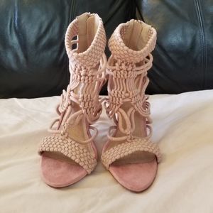 Cape Robbin Woven Crochet Pink Back Zip Stiletto